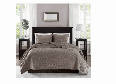 Madison Park 100% Polyester Faux Velvet Reversible Coverlet Set