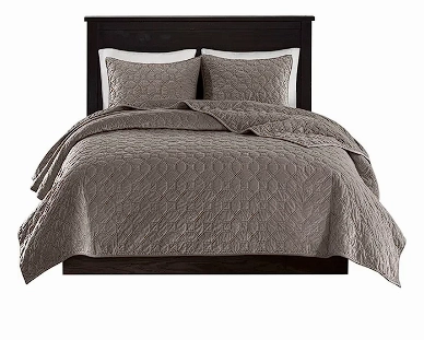 Madison Park 100% Polyester Faux Velvet Reversible Coverlet Set