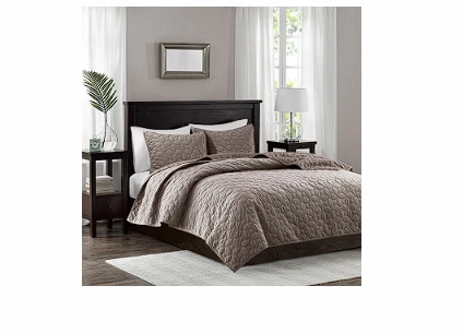 Madison Park 100% Polyester Faux Velvet Reversible Coverlet Set