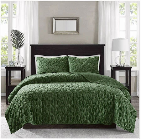 Madison Park 100% Polyester Faux Velvet Reversible Coverlet Set