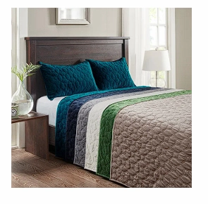 Madison Park 100% Polyester Faux Velvet Reversible Coverlet Set