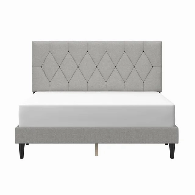 Mainstays MS44013489710GR Hillside Diamond Tufted Upholstered Queen Platform Bed, Gray