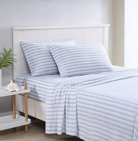 Maldive Stripe Indigo Cotton Sheet Set by Tommy Bahama