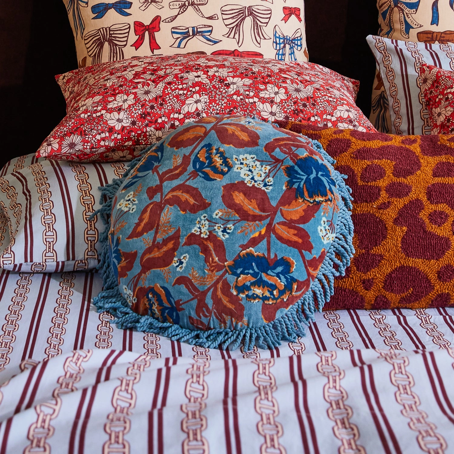 Margot Velvet Cushion - Celeste