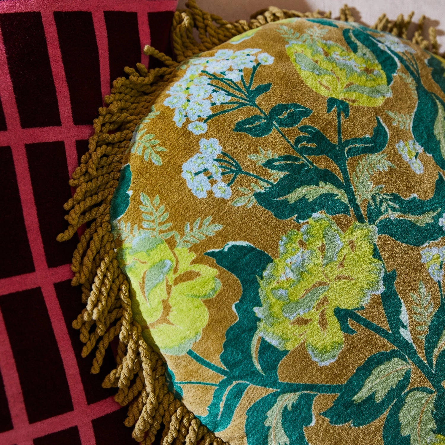 Margot Velvet Cushion - Olive