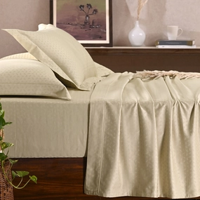 Maspar Leaf Self Jacquard 100% Cotton Ultra Soft Bed Sheet with Pillow Case