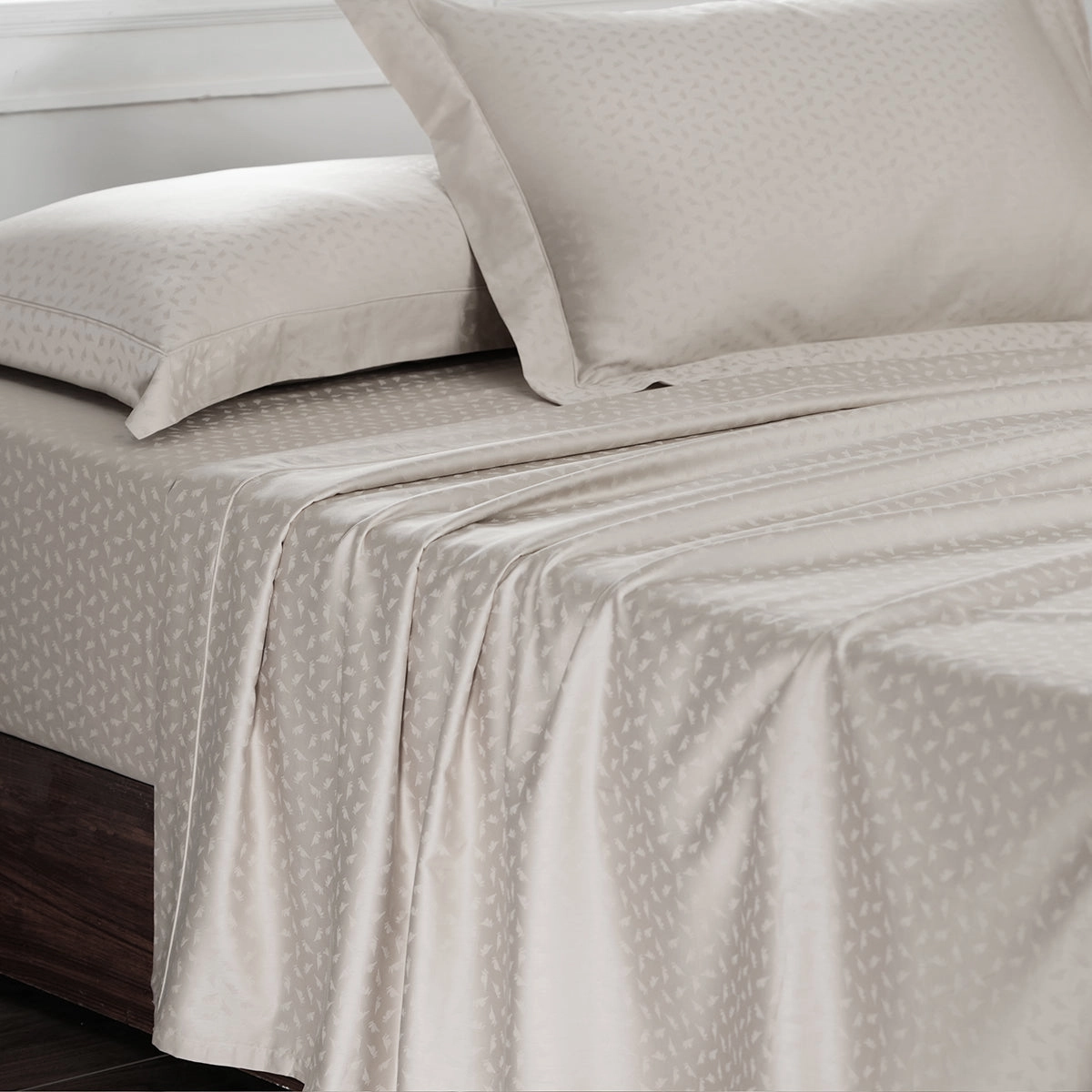 Maspar Leaf Self Jacquard 100% Cotton Ultra Soft Bed Sheet with Pillow Case