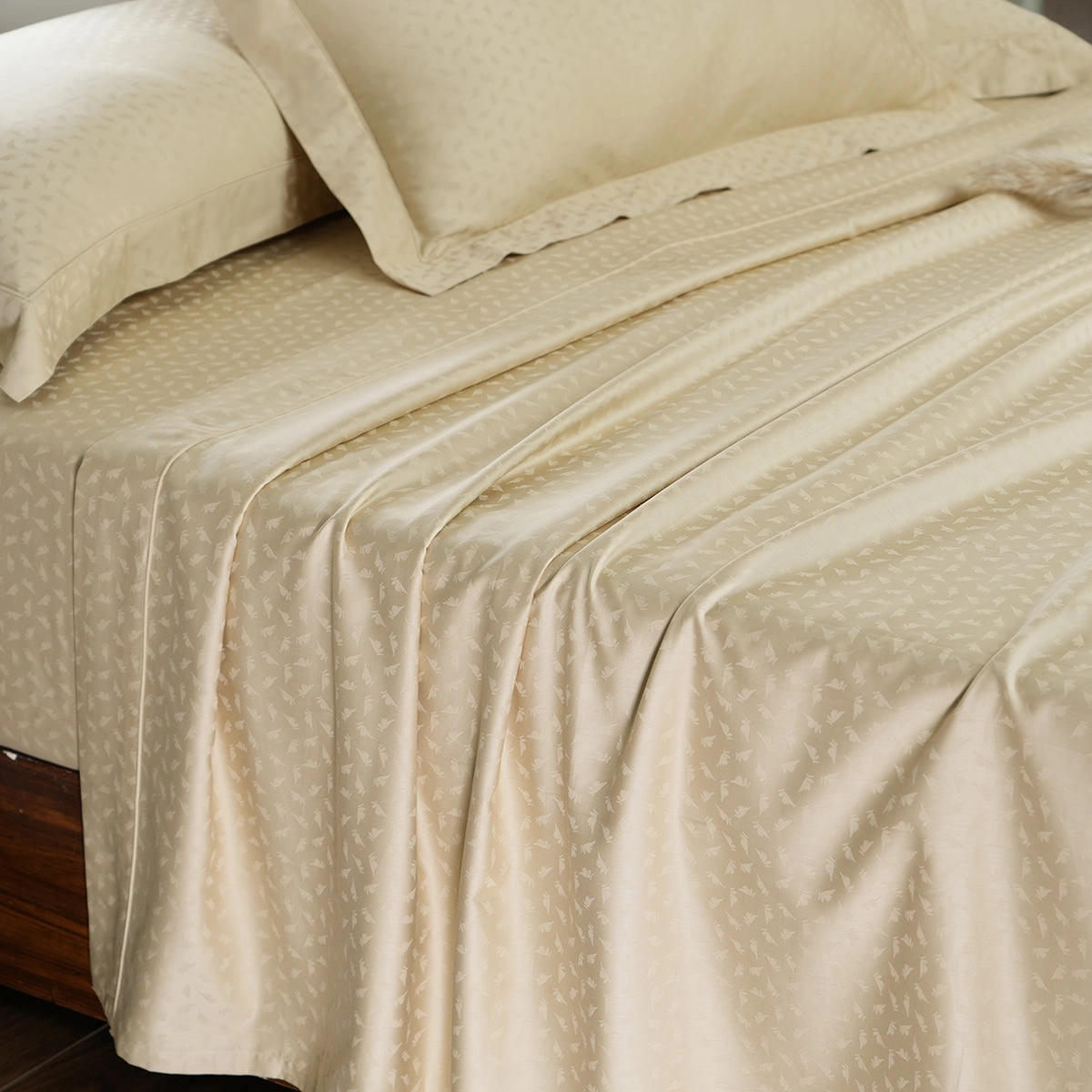 Maspar Leaf Self Jacquard 100% Cotton Ultra Soft Bed Sheet with Pillow Case