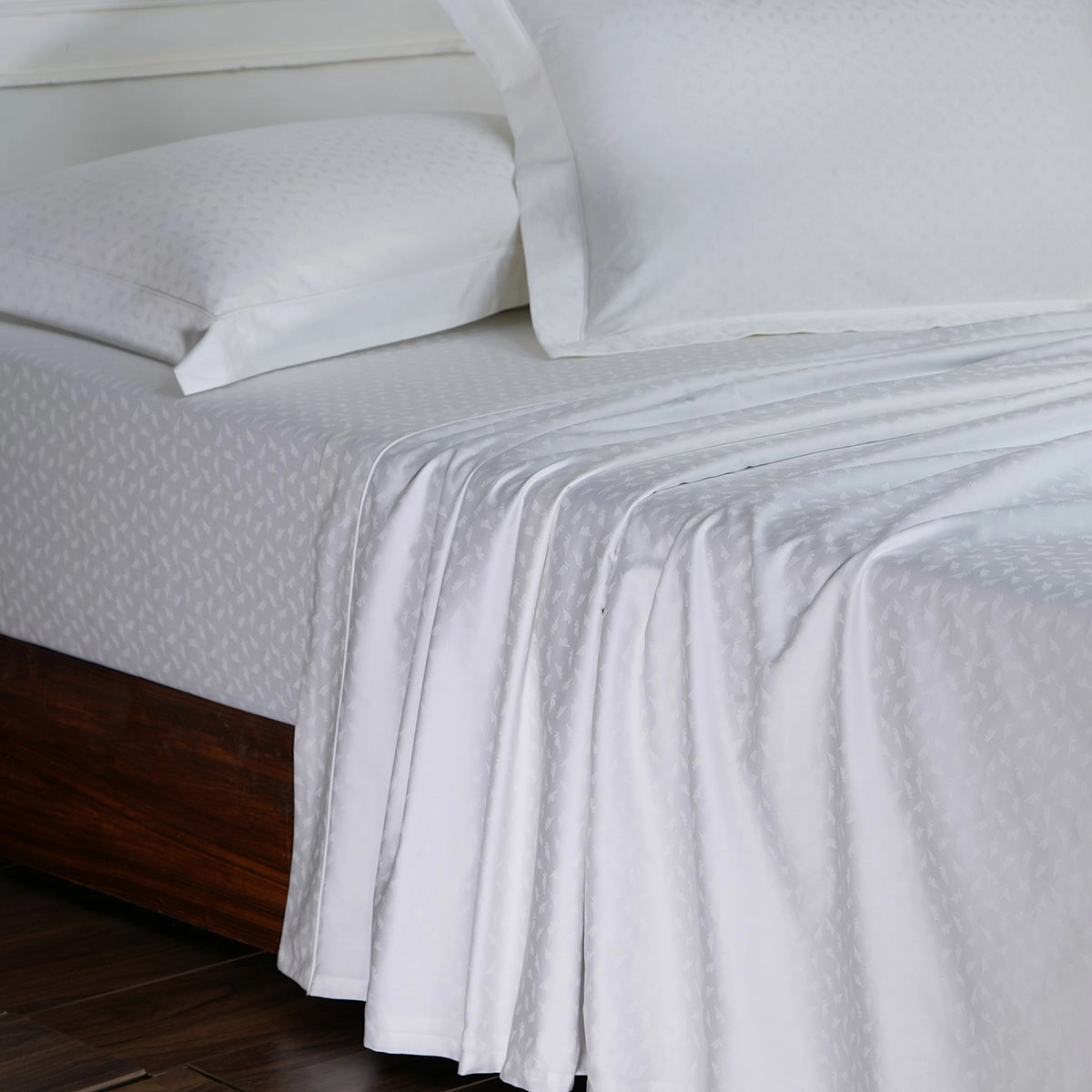 Maspar Leaf Self Jacquard 100% Cotton Ultra Soft Bed Sheet with Pillow Case