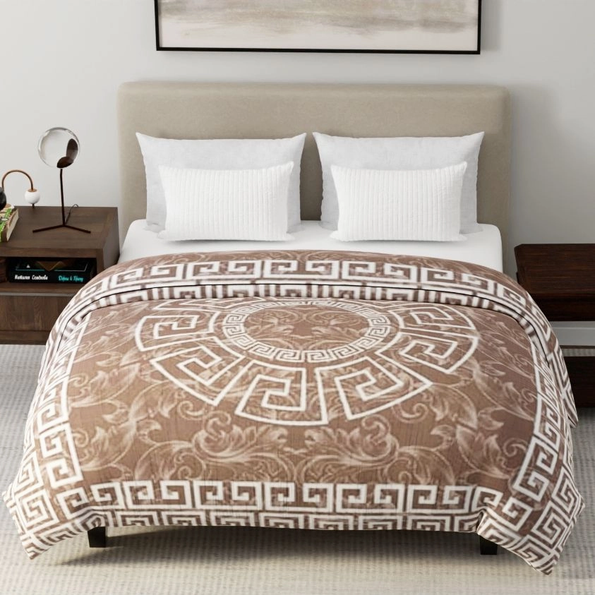 Mink Blanket GREEK KEY Super Soft Heavy Weight 2 Ply by Renee Taylor