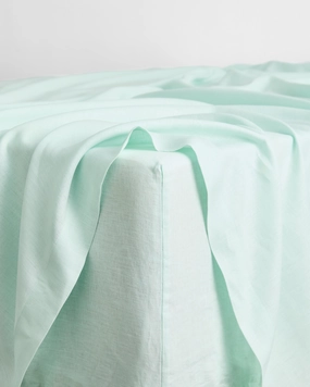 Mint 100% French Flax Linen Fitted Sheet