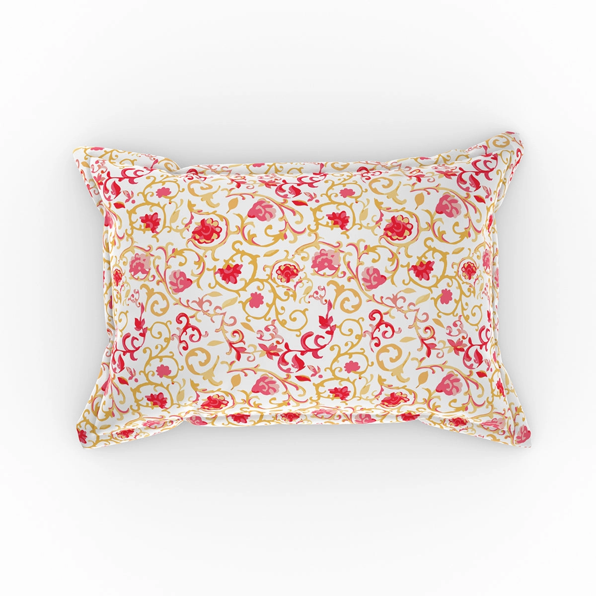 Modern Sanctuary Ethnic Scroll Printed 200 TC 100% Cotton Red Bed Sheet with Pillow Case