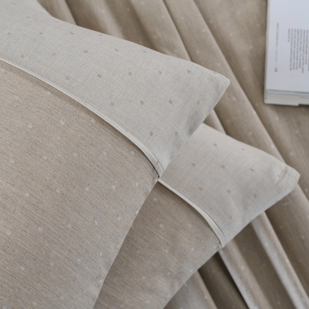 Muted Dot Reversible Made With Egyptian Cotton Ultra Soft Beige Bed Sheet with Pillow Case