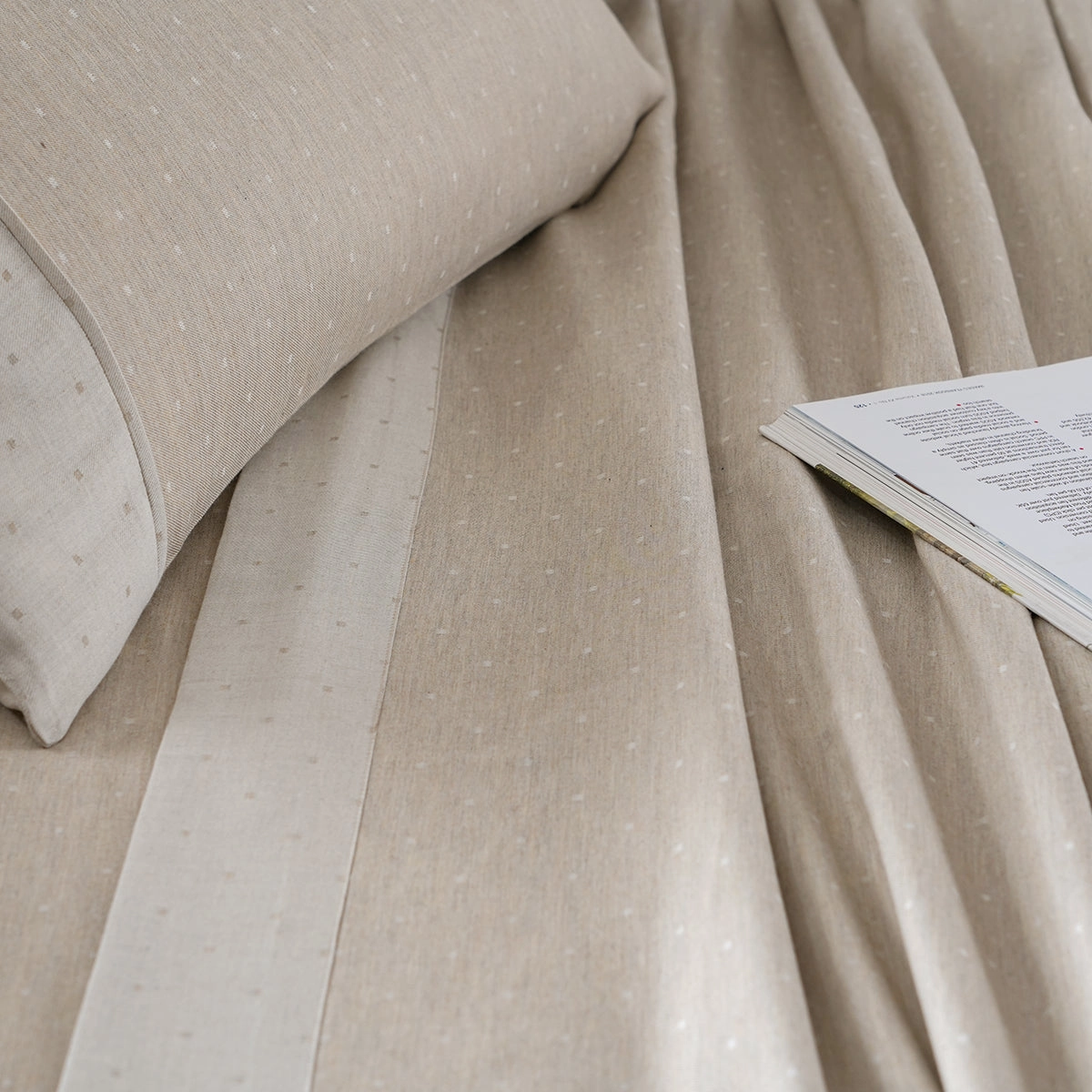 Muted Dot Reversible Made With Egyptian Cotton Ultra Soft Beige Bed Sheet with Pillow Case