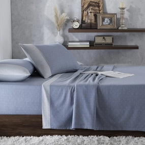Muted Dot Reversible Made With Egyptian Cotton Ultra Soft Blue Bed Sheet with Pillow Case