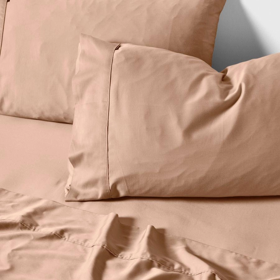 Nara Bamboo Cotton 400TC SHEET SET Clay by LINEN HOUSE