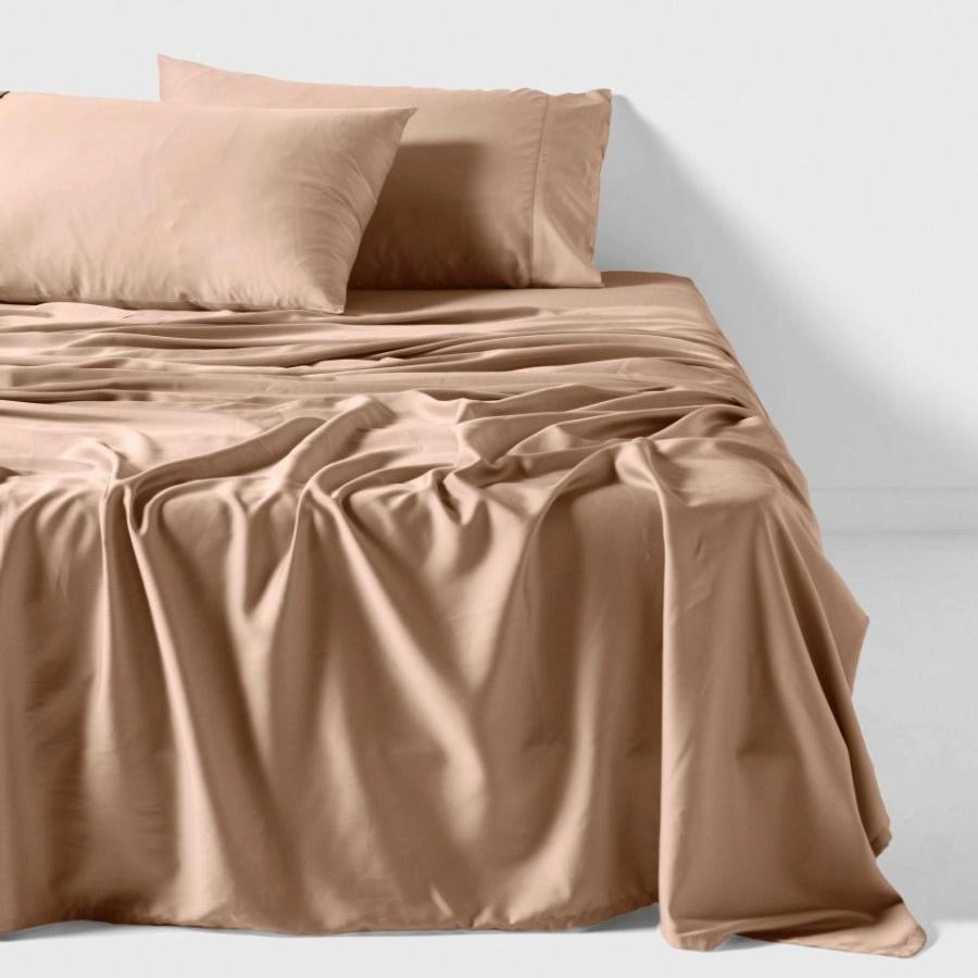 Nara Bamboo Cotton 400TC SHEET SET Clay by LINEN HOUSE