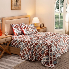 Nouveau Tradition Form Replay Red Bed Sheet with Pillow Case
