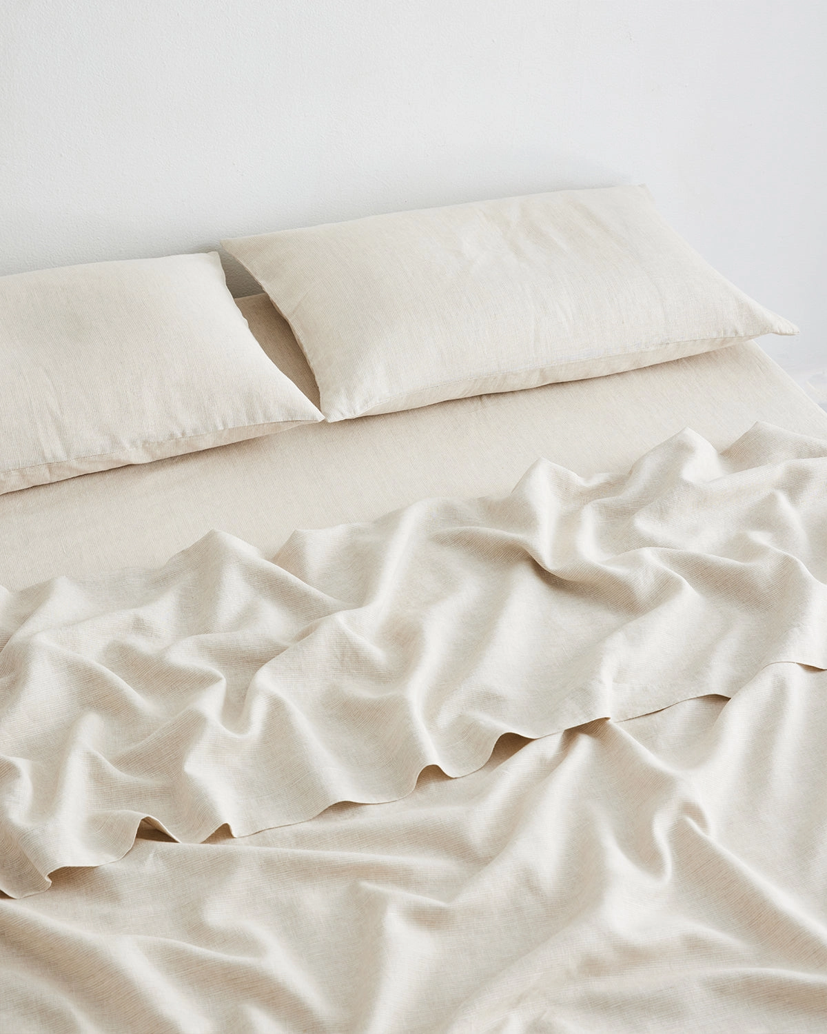 Oatmeal & White Stripe 100% French Flax Linen Fitted Sheet