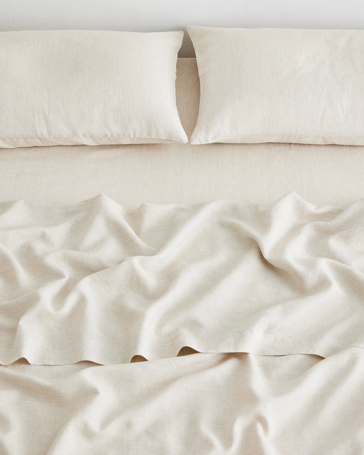 Oatmeal & White Stripe 100% French Flax Linen Fitted Sheet