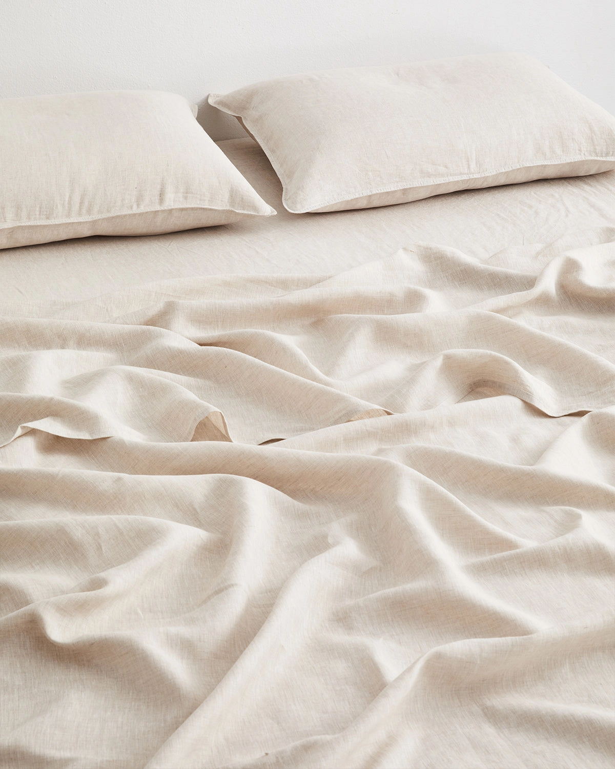 Oatmeal & White Stripe 100% French Flax Linen King Pillowcases (Set of Two)