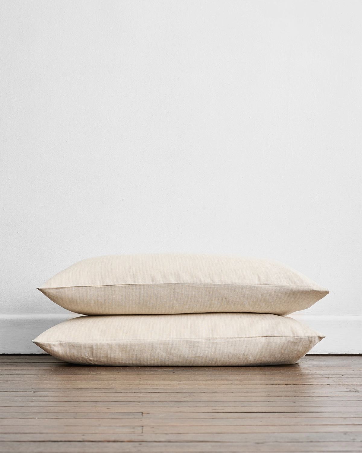 Oatmeal & White Stripe 100% French Flax Linen King Pillowcases (Set of Two)