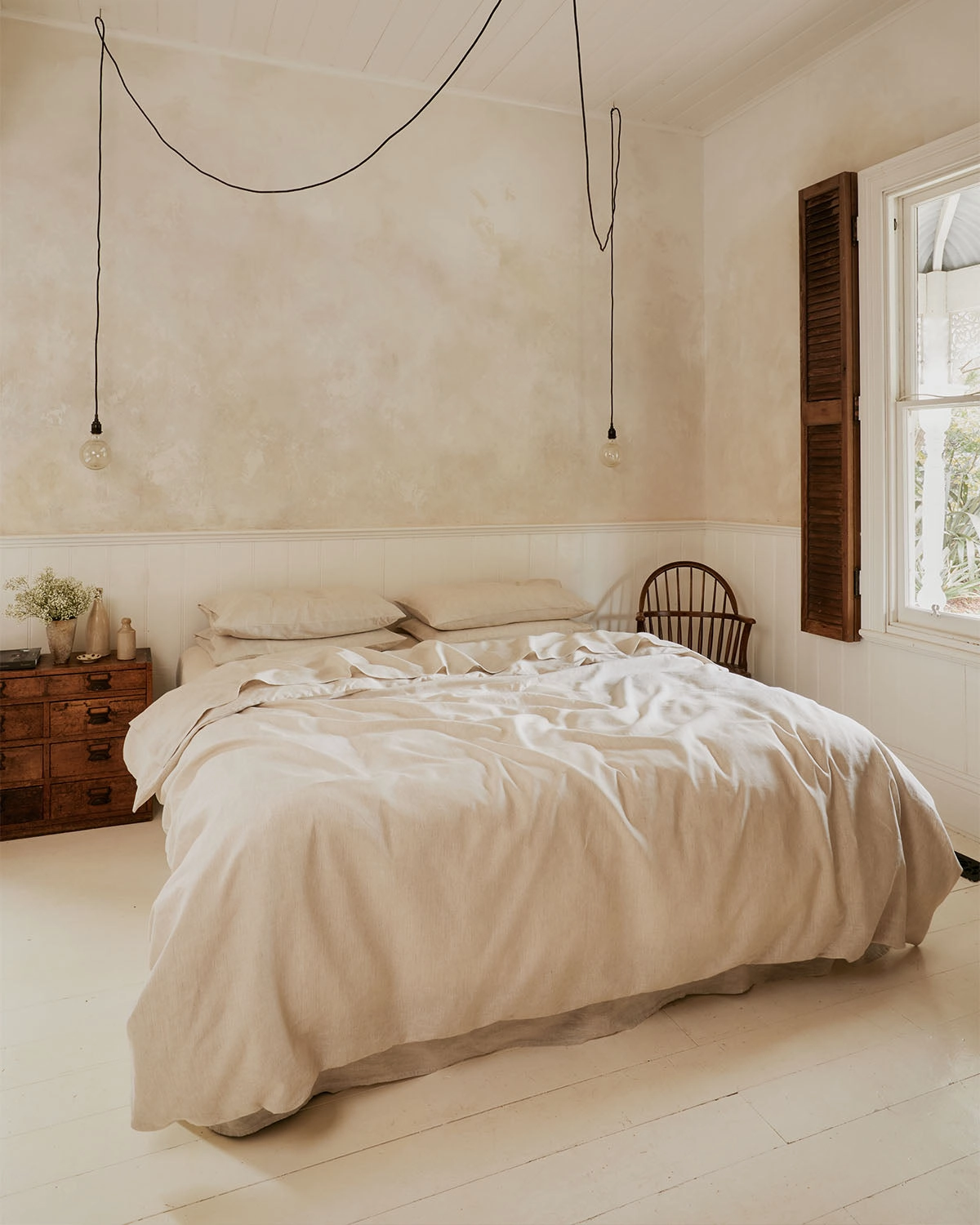 Oatmeal & White Stripe 100% French Flax Linen King Pillowcases (Set of Two)