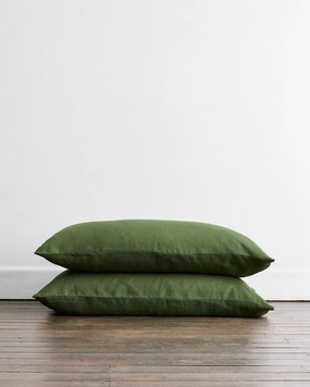 Olive 100% Flax Linen King Pillowcases (Set of Two)