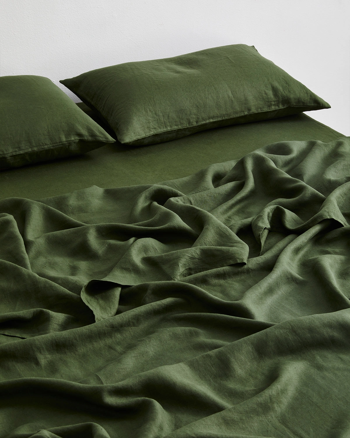 Olive 100% French Flax Linen Fitted Sheet