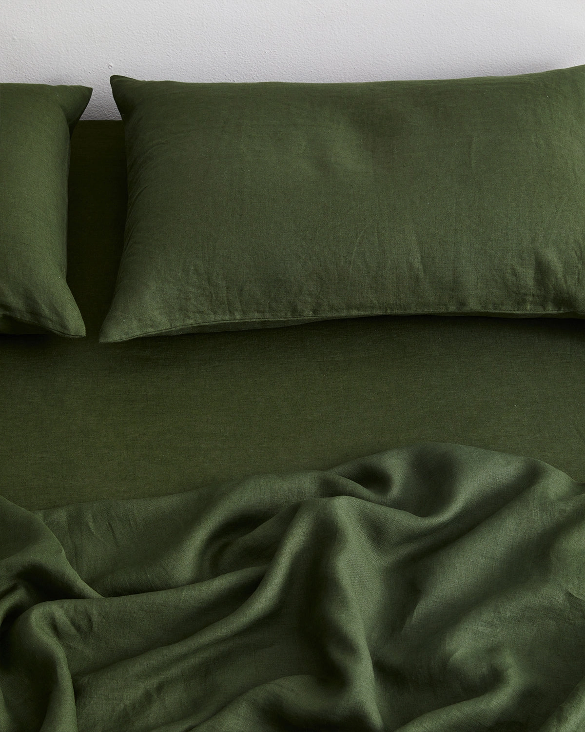 Olive 100% French Flax Linen Fitted Sheet
