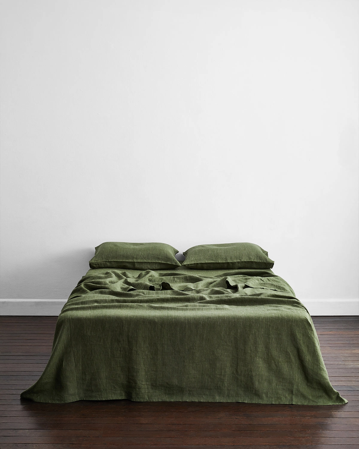 Olive Stripe 100% Flax Linen King Pillowcases (Set of Two)