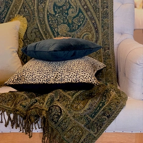 Paisley pure wool Throw forest