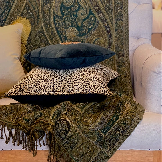 Paisley pure wool Throw forest