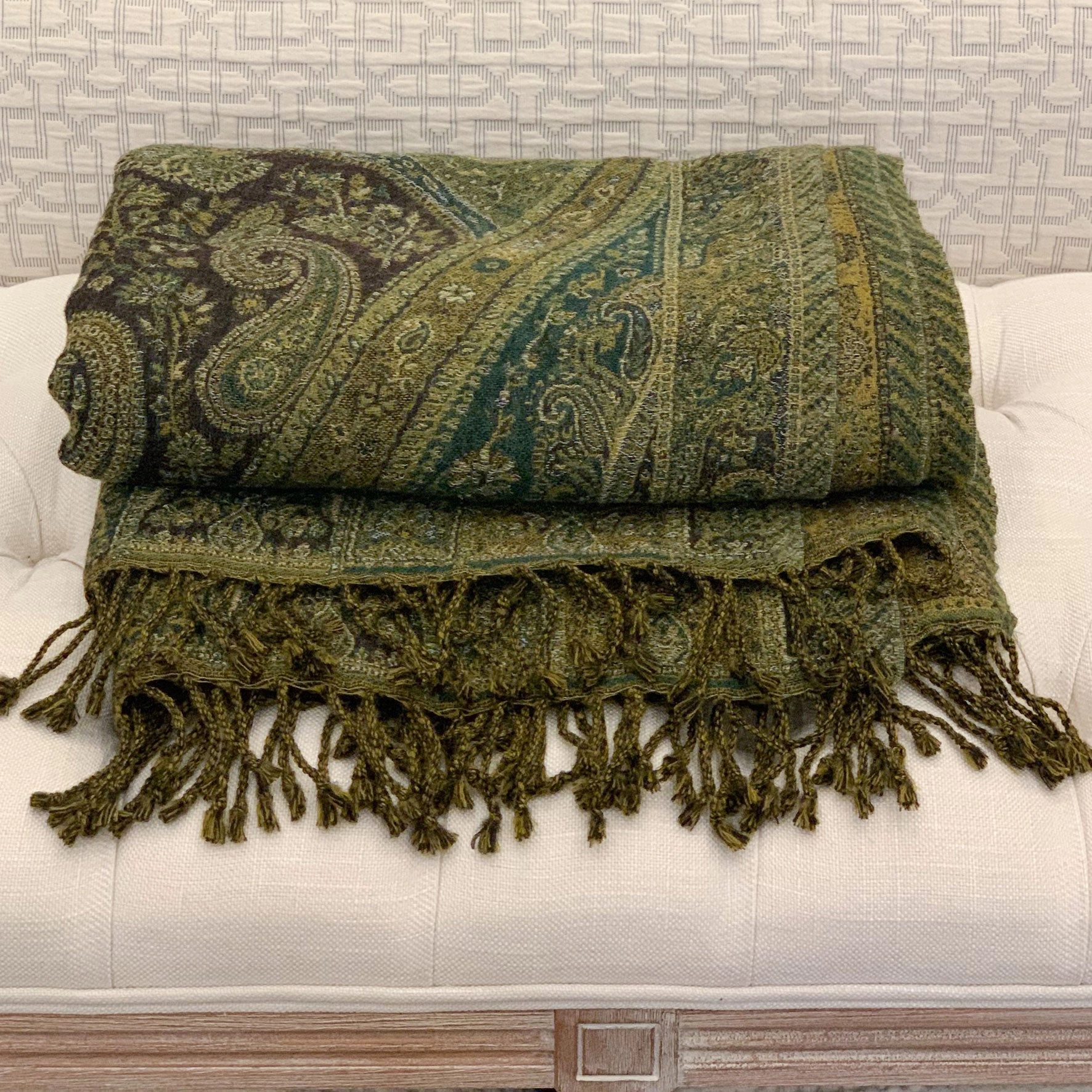 Paisley pure wool Throw forest