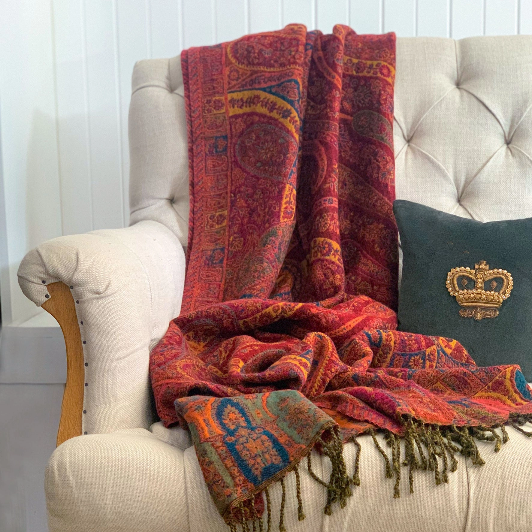 Paisley pure wool Throw Shiraz