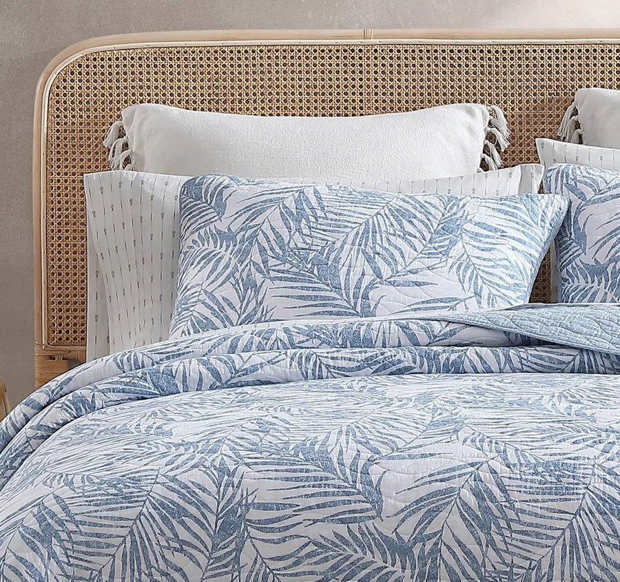 Palm Day Coverlet Set Blue Canal