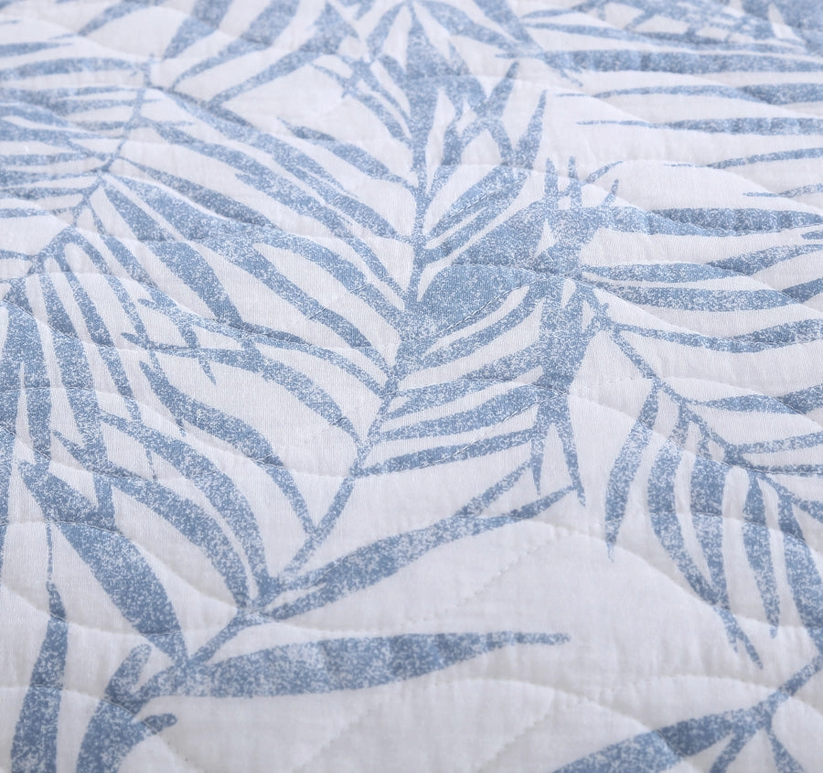 Palm Day Coverlet Set Blue Canal