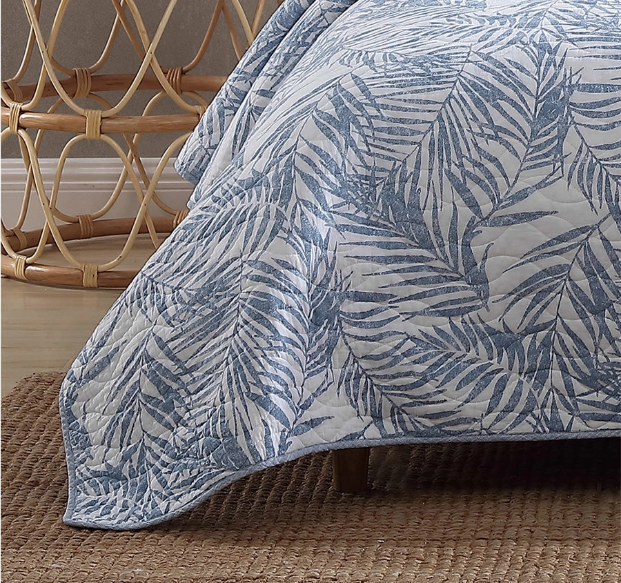 Palm Day Coverlet Set Blue Canal