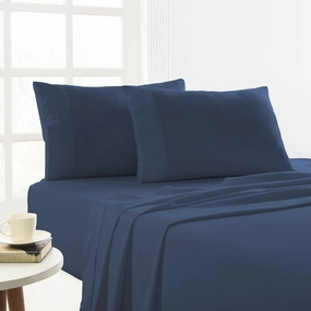 Park Avenue 175 GSM Egyptian Cotton Flannelette Plain Dyed Sheet Set - INK