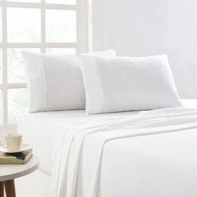 Park Avenue 175 GSM Egyptian Cotton Flannelette Plain Dyed Sheet Set - WHITE