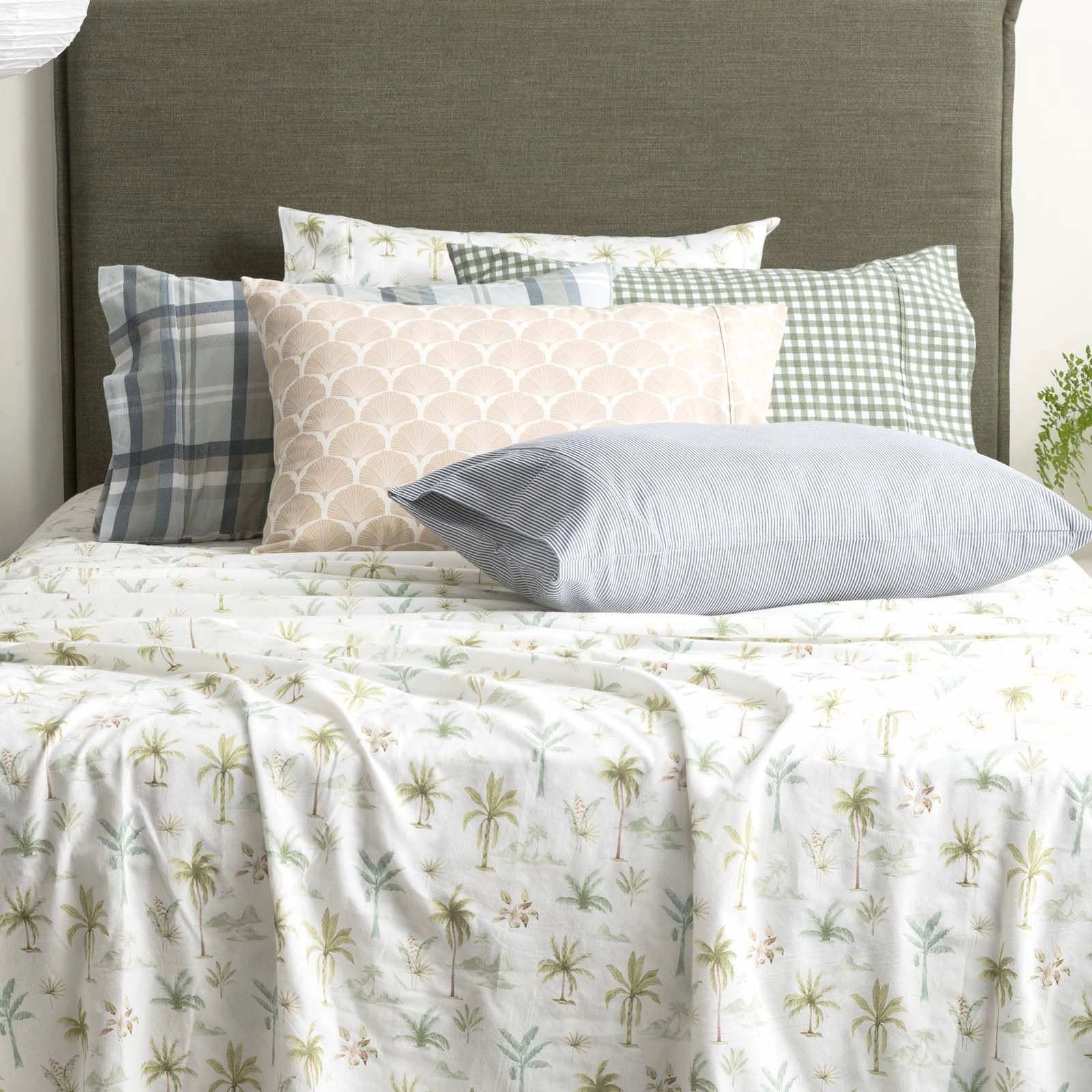 Park Avenue 175 GSM Egyptian Cotton Flannelette Printed Sheet Set - Capri Palm
