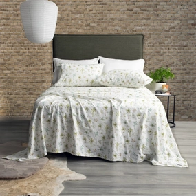 Park Avenue 175 GSM Egyptian Cotton Flannelette Printed Sheet Set - Capri Palm