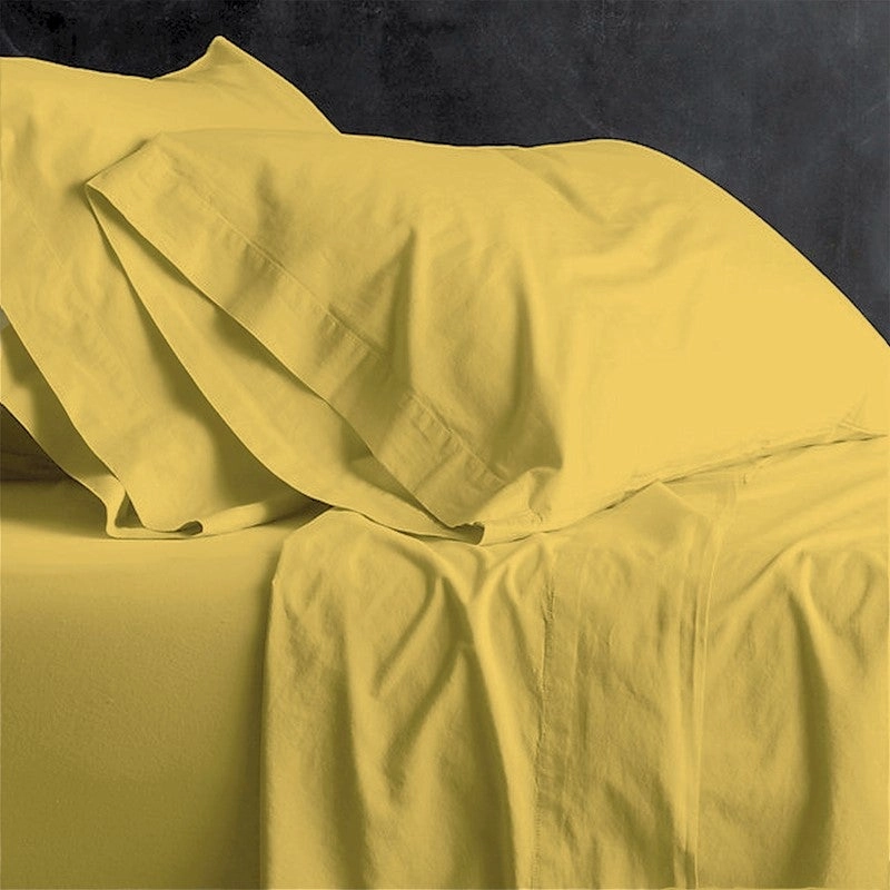Park Avenue European Vintage MISTED YELLOW Washed Cotton Sheet Sets