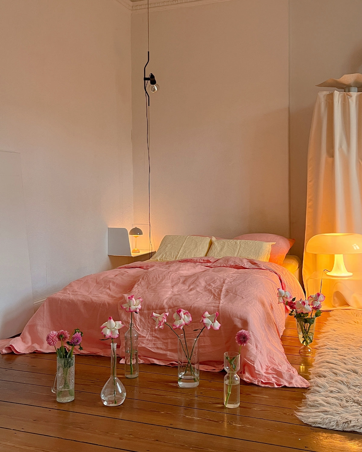 Peach 100% Flax Linen King Pillowcases (Set of Two)