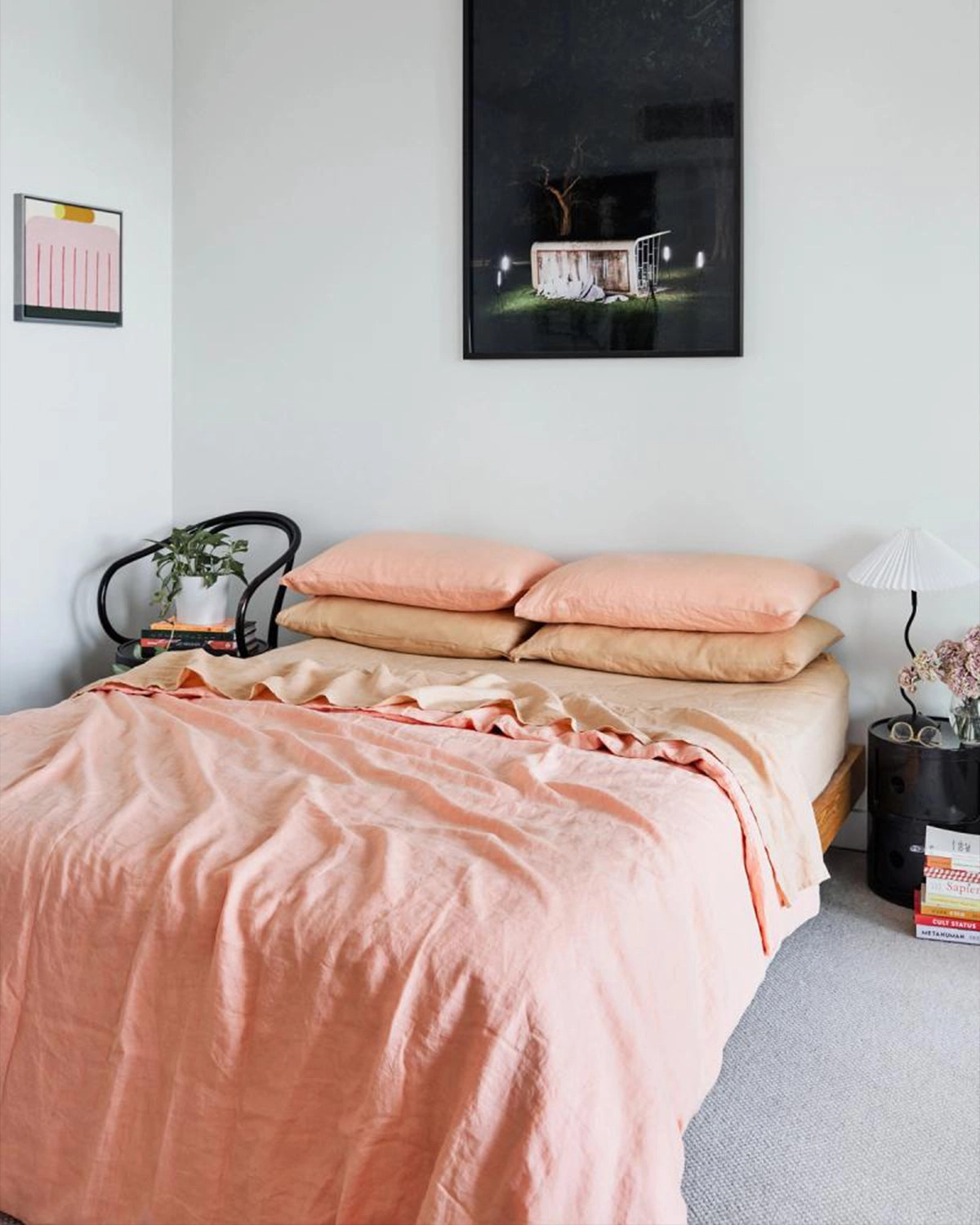 Peach 100% Flax Linen King Pillowcases (Set of Two)