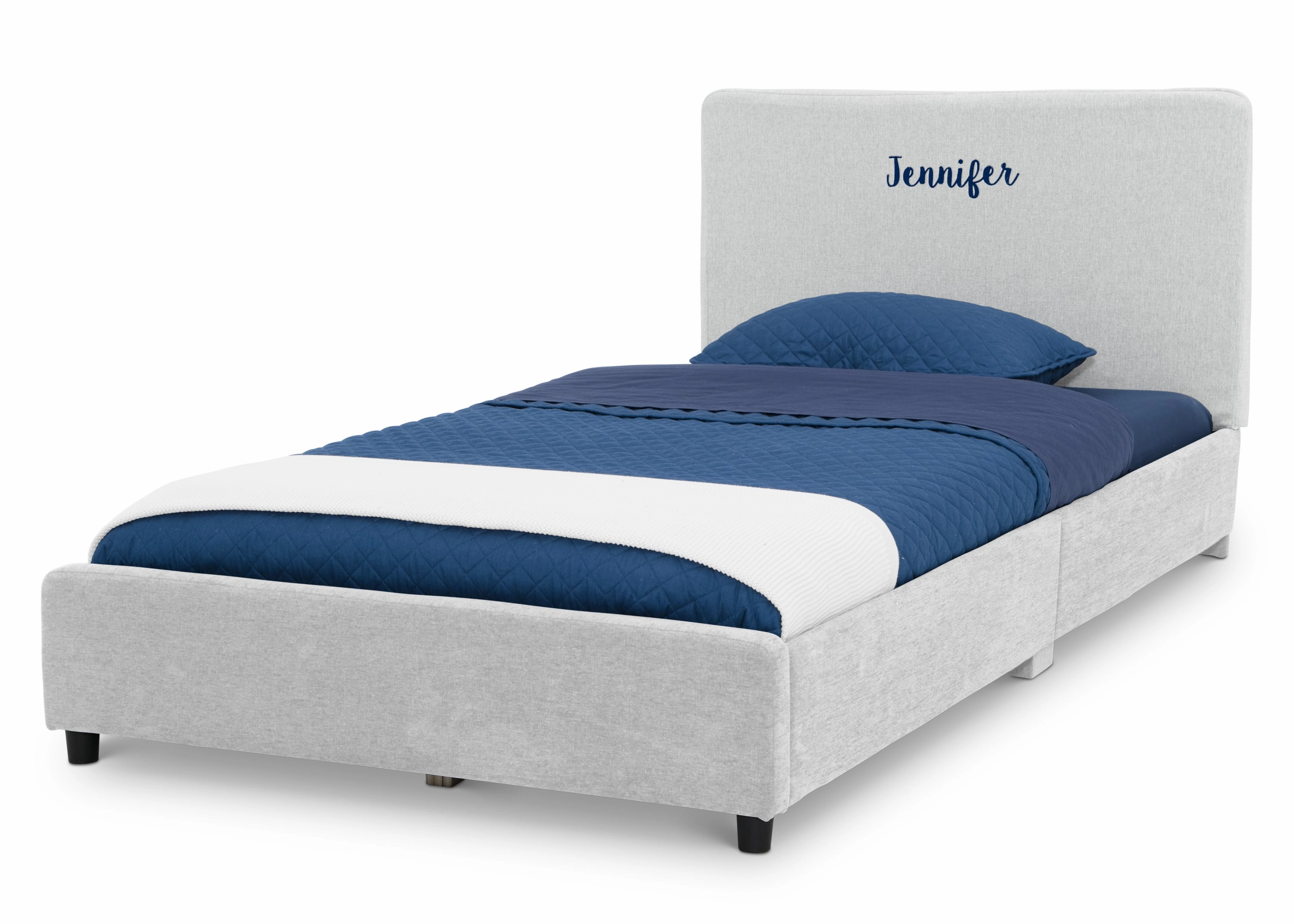 Personalized Upholstered  Twin Bed with Headboard