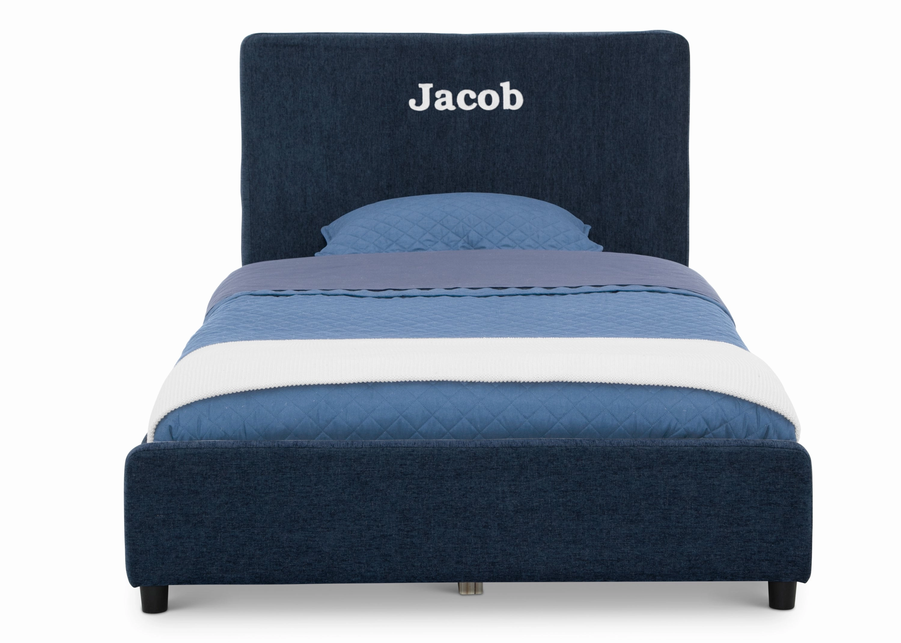 Personalized Upholstered  Twin Bed with Headboard