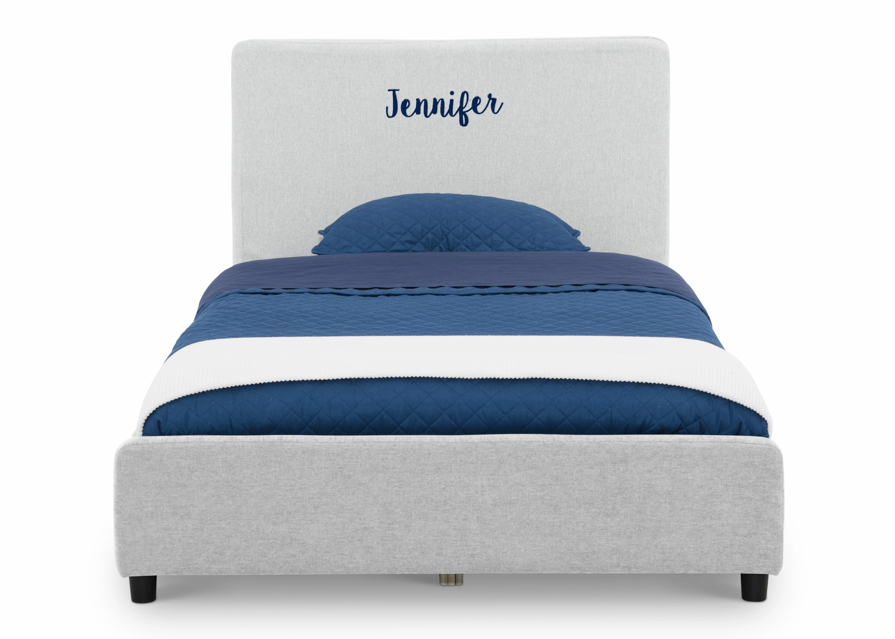 Personalized Upholstered  Twin Bed with Headboard