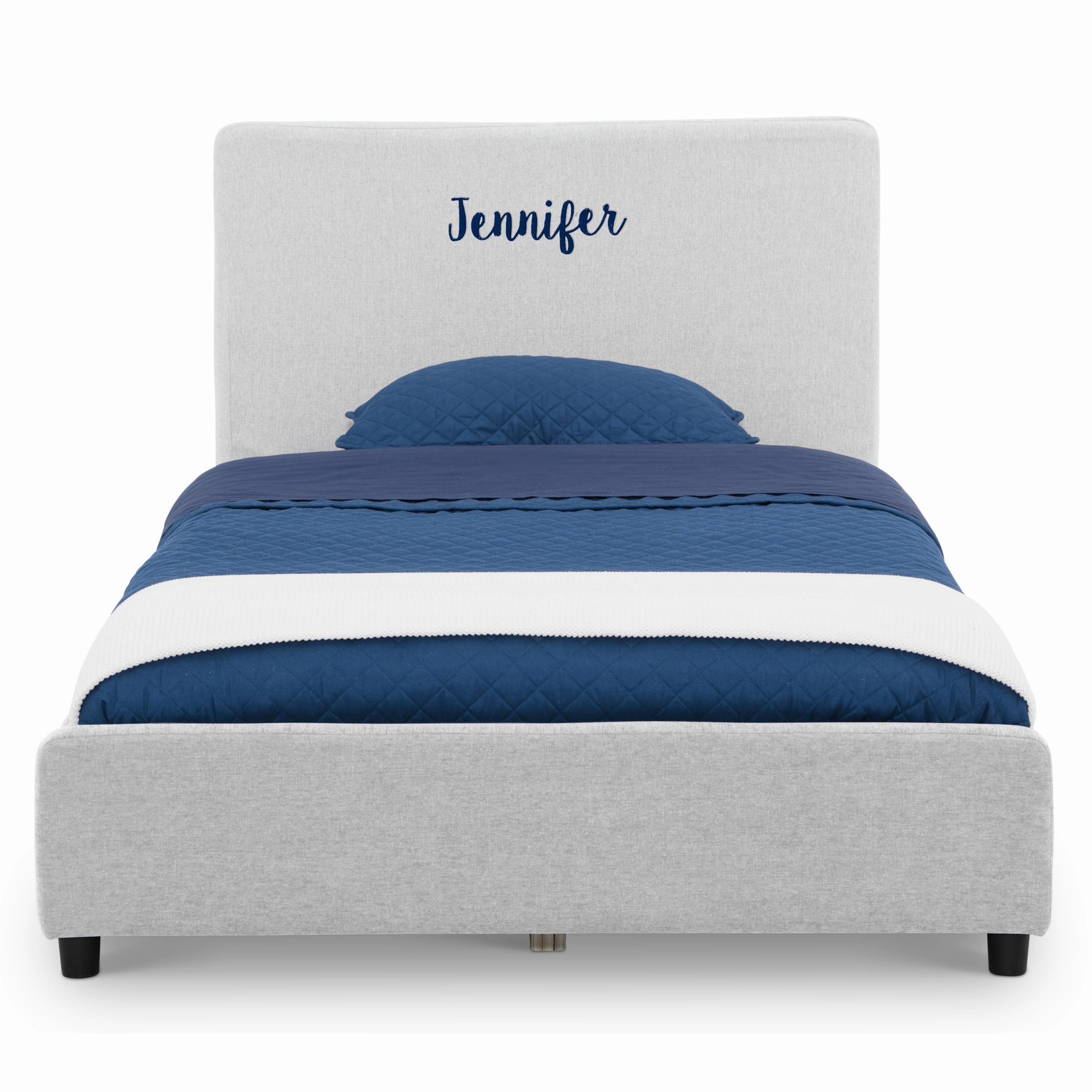 Personalized Upholstered  Twin Bed with Headboard