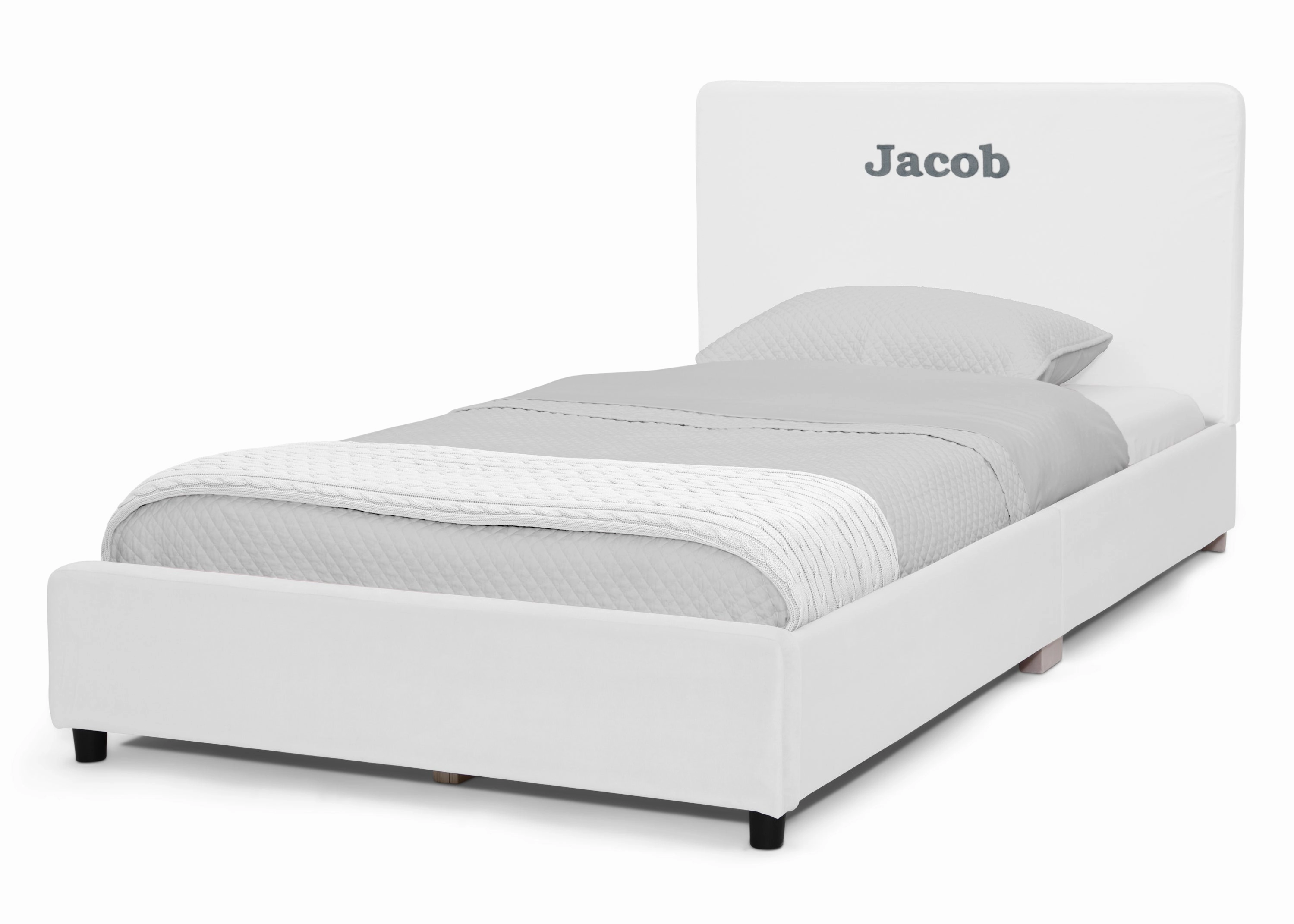 Personalized Upholstered  Twin Bed with Headboard